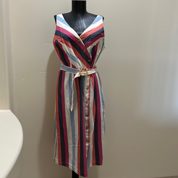 Time and true stripe front button dress size Large - Picture 1 of 7